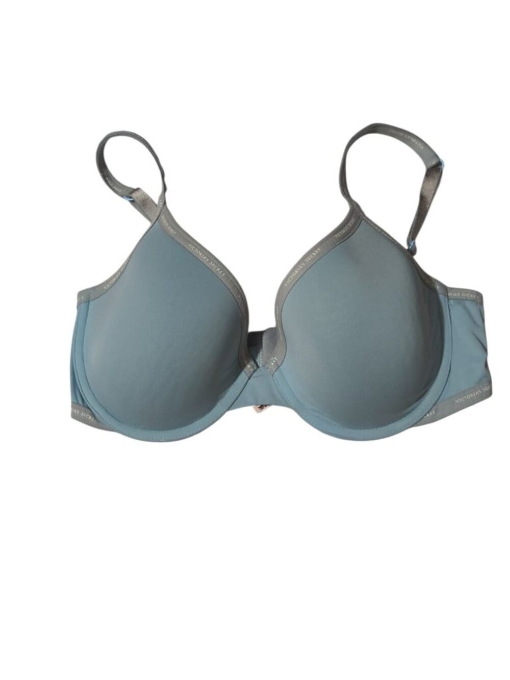 Victoria Secret Blue Worded Trim T-shirt Lightly Lined Demi Bra Sized 34D